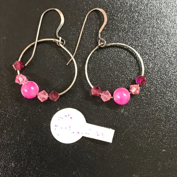 Plum quartz Hoop Earrings with Swarovski - Picture 4 of 4